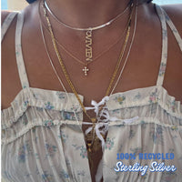 Sterling Silver Vertical Custom Name Pendant - Seol Gold