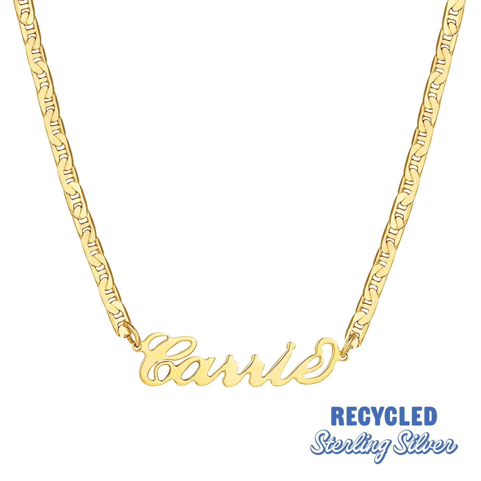 18ct Gold Plated Script Name Mariner Necklace