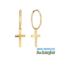 9ct gold cross hoops - seolgold