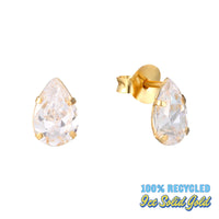 9ct Solid Gold Teardrop CZ Studs - seol-gold