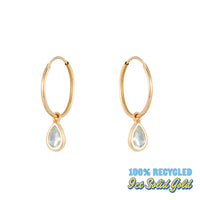 9ct Solid Gold Aquamarine Teardrop Hoops - Seol Gold