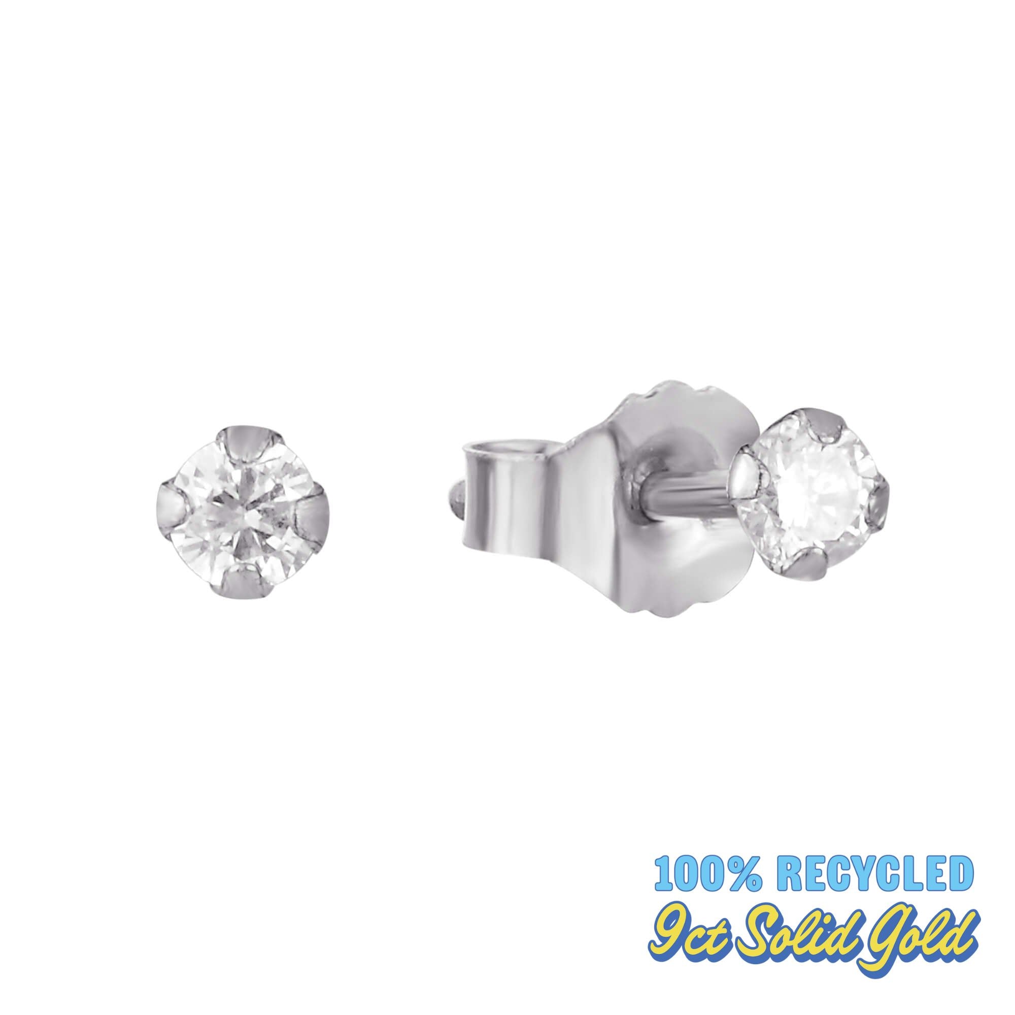 9ct white Gold Diamond Stud Earrings - seol-gold