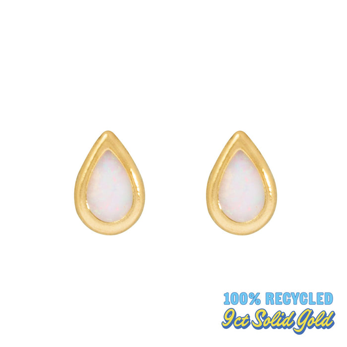 9ct Solid Gold Opal Teardrop Studs - Seol Gold