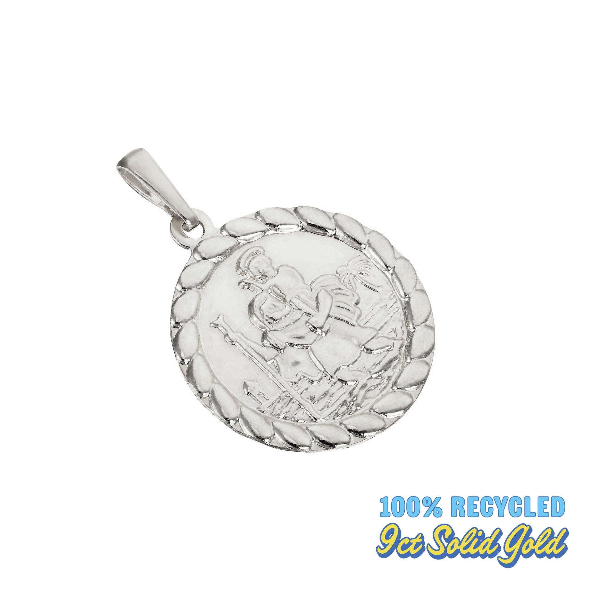 9ct white gold st christopher - seolgold