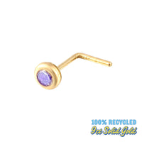 9ct Solid Gold Amethyst CZ Bezel Nose Stud - seolgold