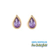 9ct Solid Gold Amethyst CZ Teardrop Studs - Seol Gold