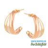 9ct Solid Gold Mixed Trio Metal Croissant Studs - Seol Gold