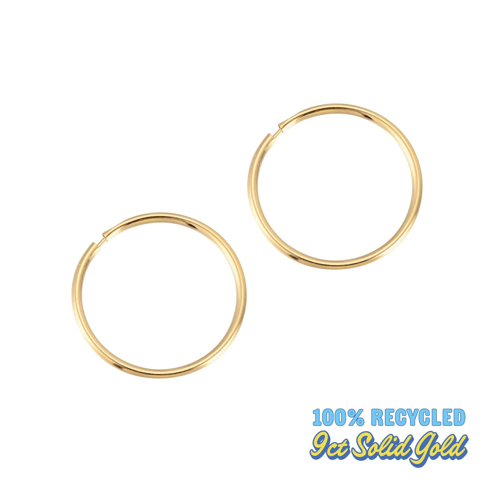 9ct Solid Gold Thin Hoops