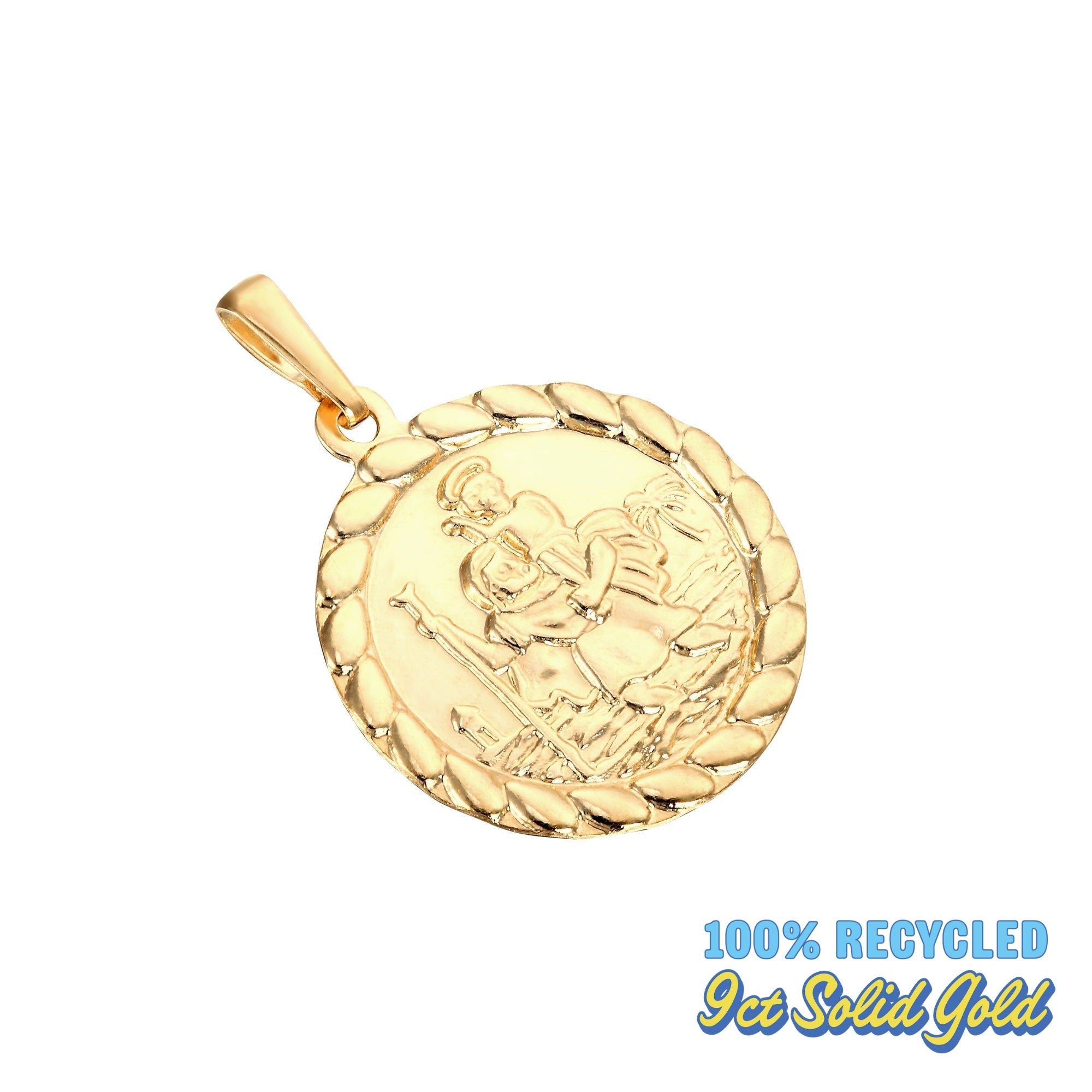 9ct Solid Gold St Christopher Medallion (Mens)