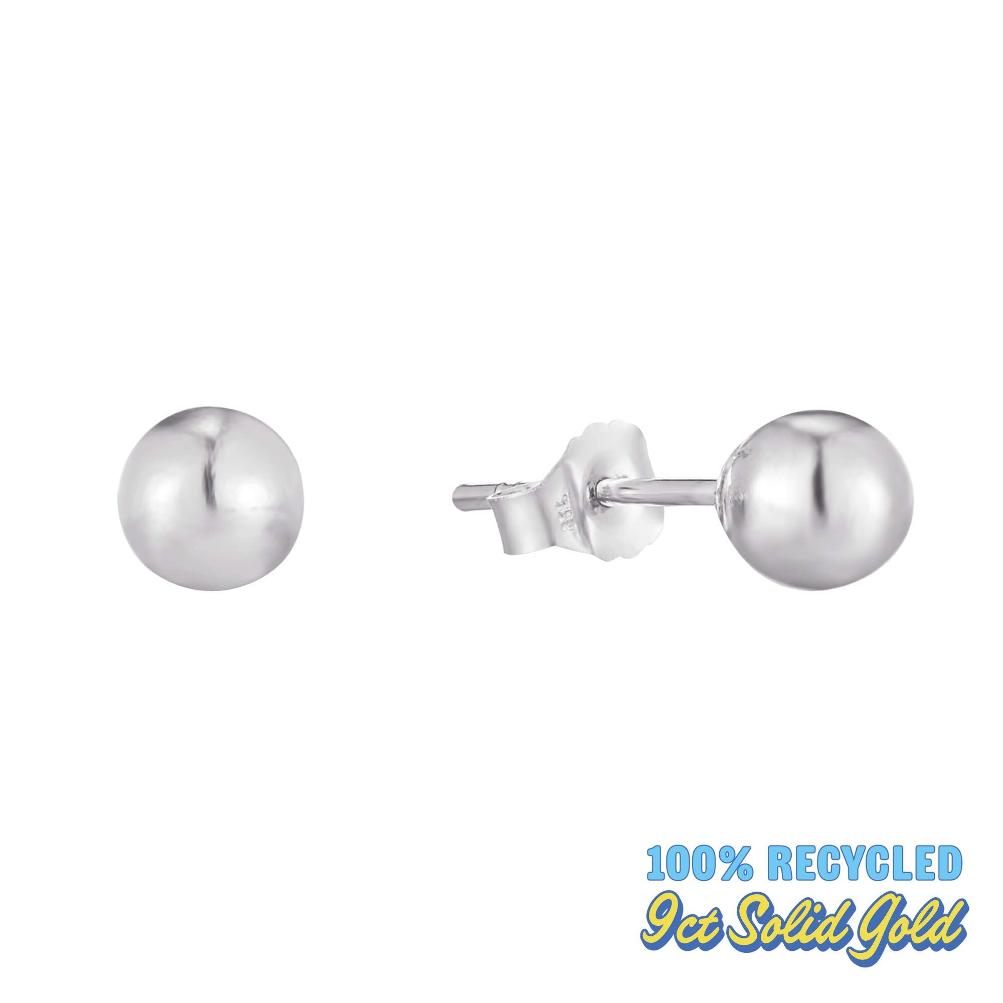 9ct white Gold Ball Studs - seol-gold