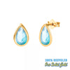 9ct Solid Gold Aquamarine CZ Teardrop Studs - seolgold