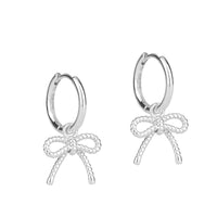 Sterling Silver Bow Charm Hoops - Sterling Silver