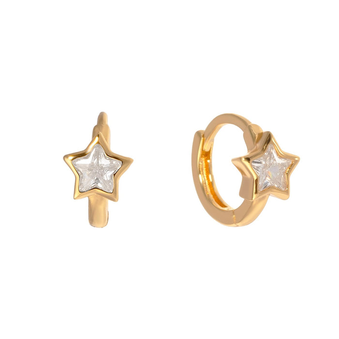 Gold star-shaped earrings on a white background - seolgold