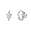 Star-shaped silver hoop earrings on a white background - seolgold