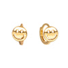 Gold smiley face hoop earrings on a white background - seolgold