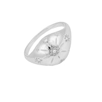 Silver ring with floral designs on a white background - seolgold