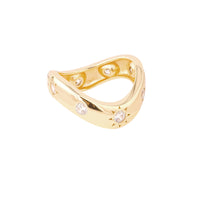 gold wave band ring - seolgold