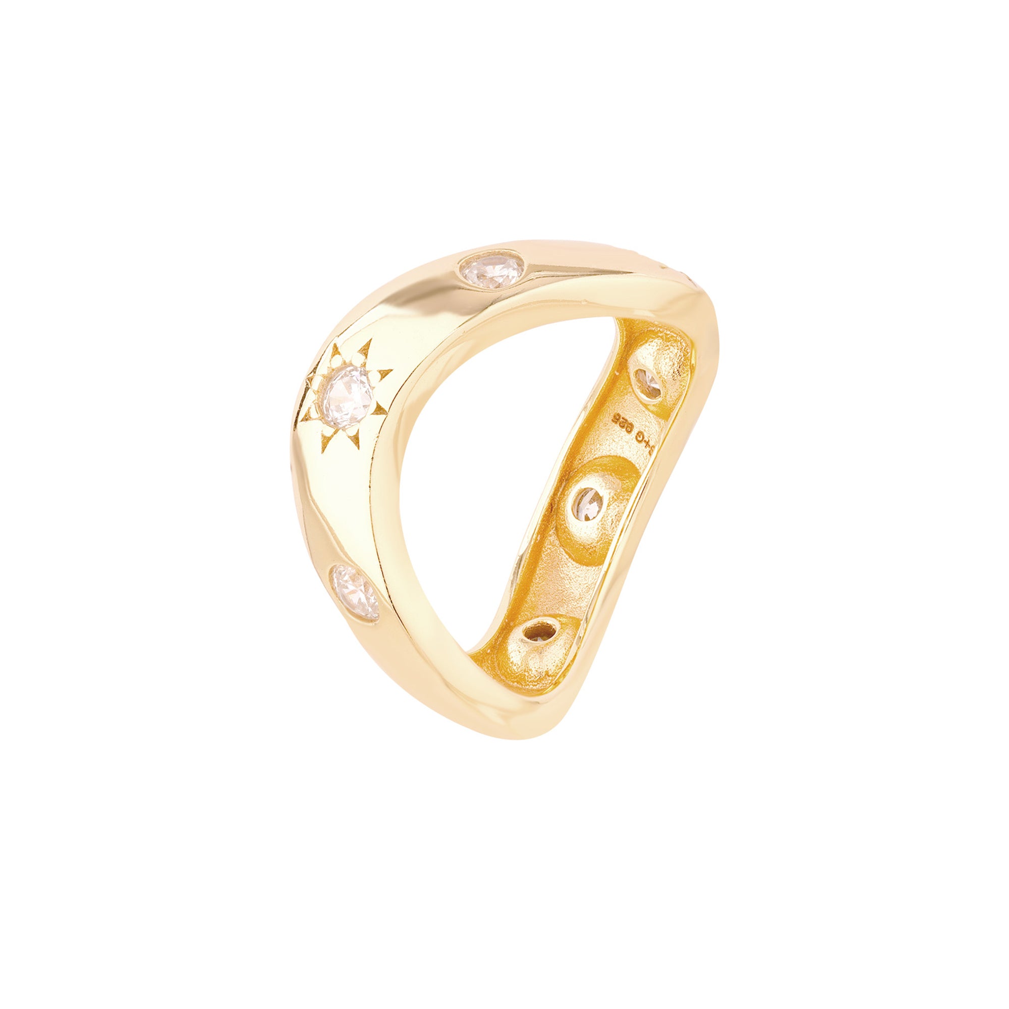 gold wave band ring - seolgold