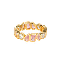 18ct Gold Vermeil Multi Shape Bezel Set Eternity Band Ring - Seol Gold