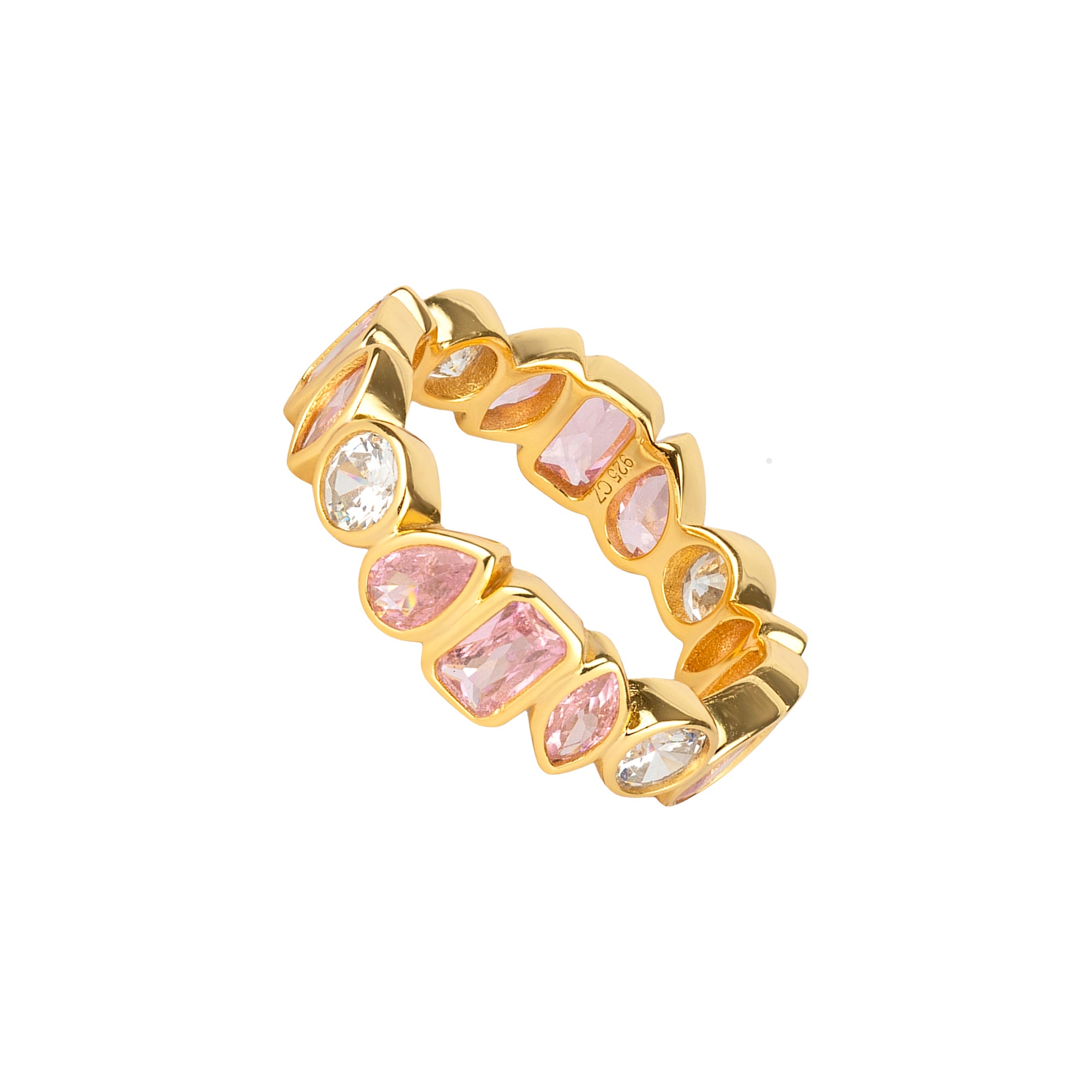 Seol Gold - 18ct Gold Vermeil Multi Shape Bezel Set Eternity Band Ring
