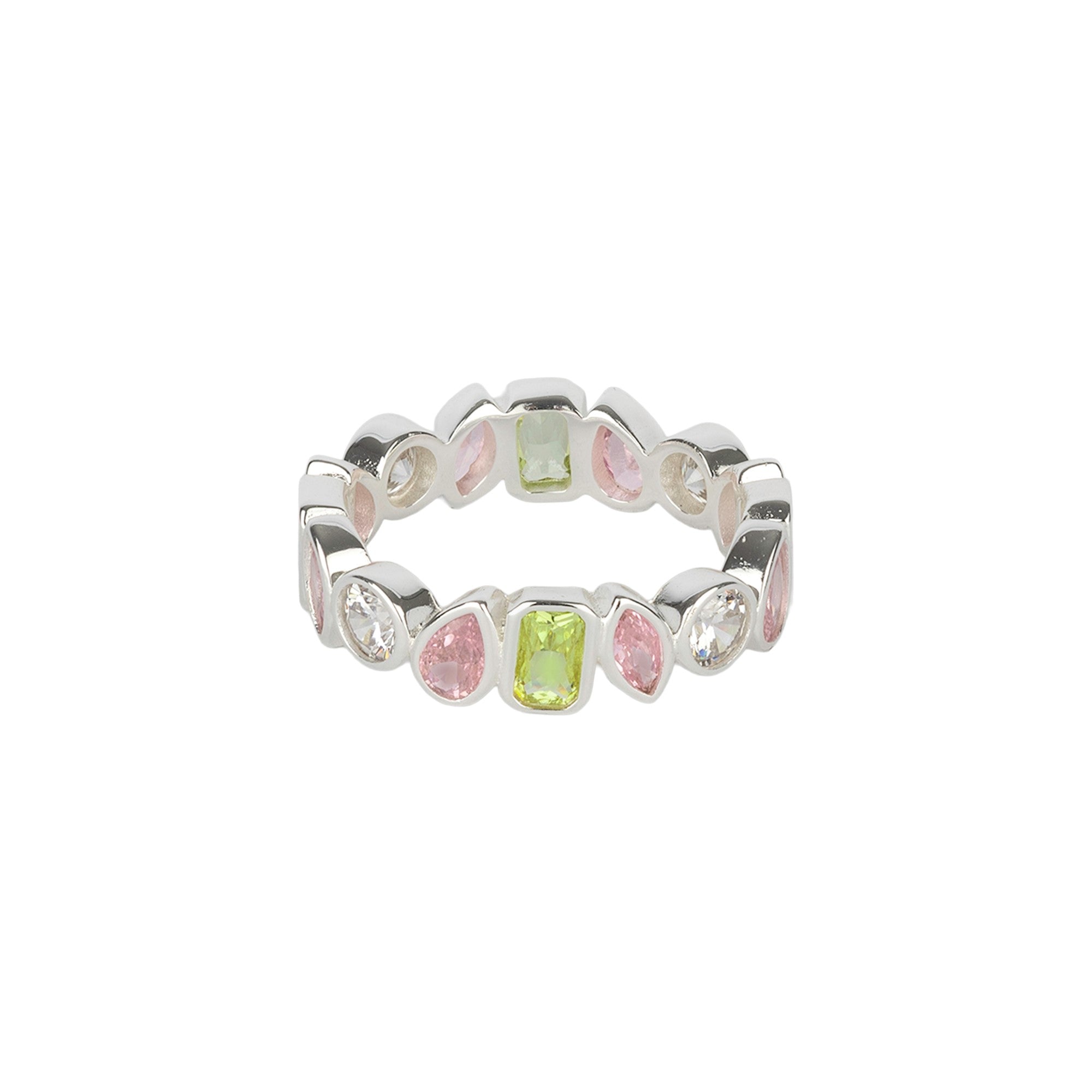 Sterling Silver Multi Shape Bezel Set Band Ring