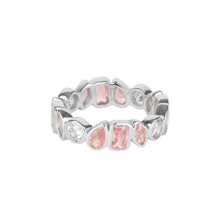 Sterling Silver Mixed Shape Bezel Set Eternity Band Ring - SEOLGOLD