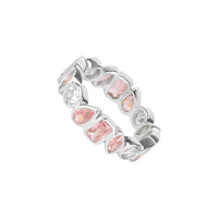 Silver ring with bezel cz stones on a white background - Seol Gold