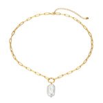 Gold Baroque Pearl Necklace -mens - seol gold