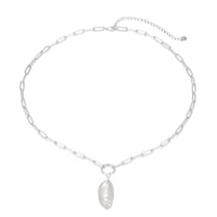 silver baroque Pearl Necklace - mens -seol gold