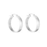 Sterling Silver Wide Flat Edge Creole Hoops