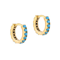18ct Gold Vermeil Turquoise - tiny gold Hoops - seol-gold