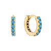 18ct Gold Vermeil Turquoise Huggie Hoops - seol-gold