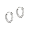 Sterling Silver Pave CZ Huggie Hoops