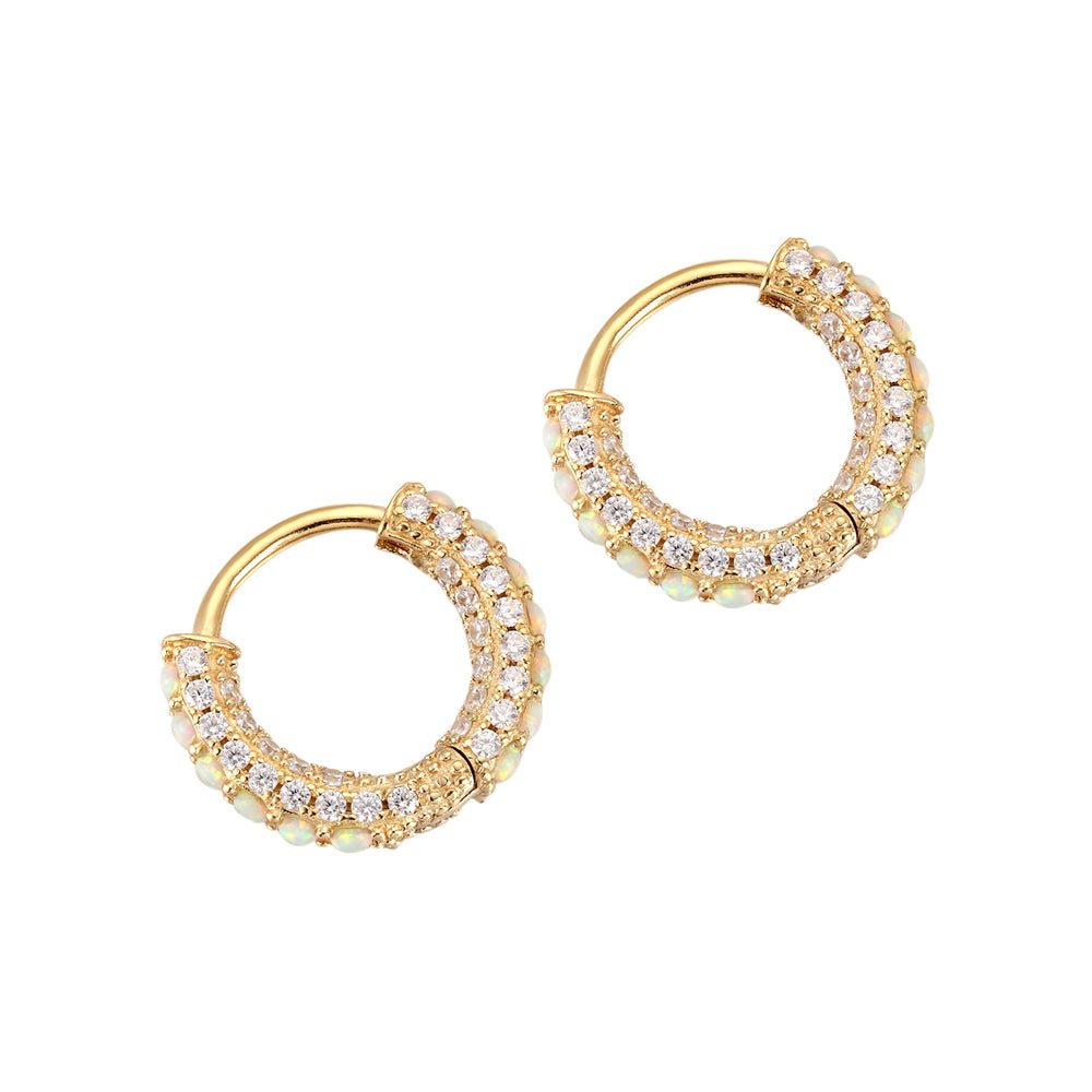 opal gold hoops earrings - seolgold