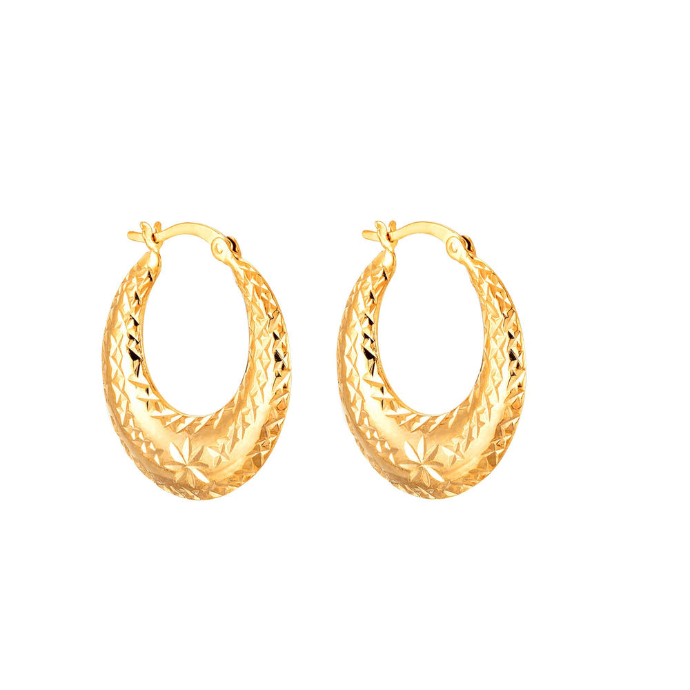18ct Gold Vermeil Engraved Curved Creoles