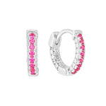 Sterling Silver Pave Ruby CZ Hoops