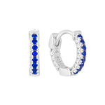 Sterling Silver Pave Sapphire CZ Hoops