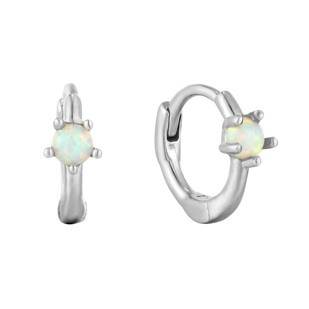 Sterling Silver Small Opal Hoops