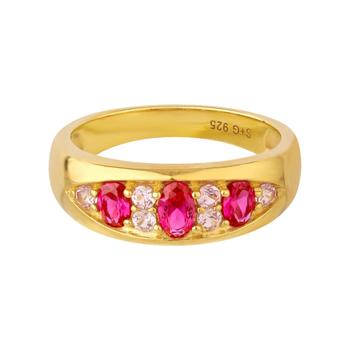 Gold Ruby Pink CZ Ring - seolgold