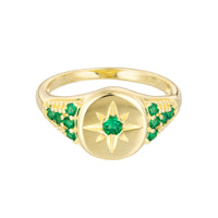 Seol Gold - Emerald star set signet ring