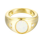 18ct Gold Vermeil Chunky Opal and CZ Ring