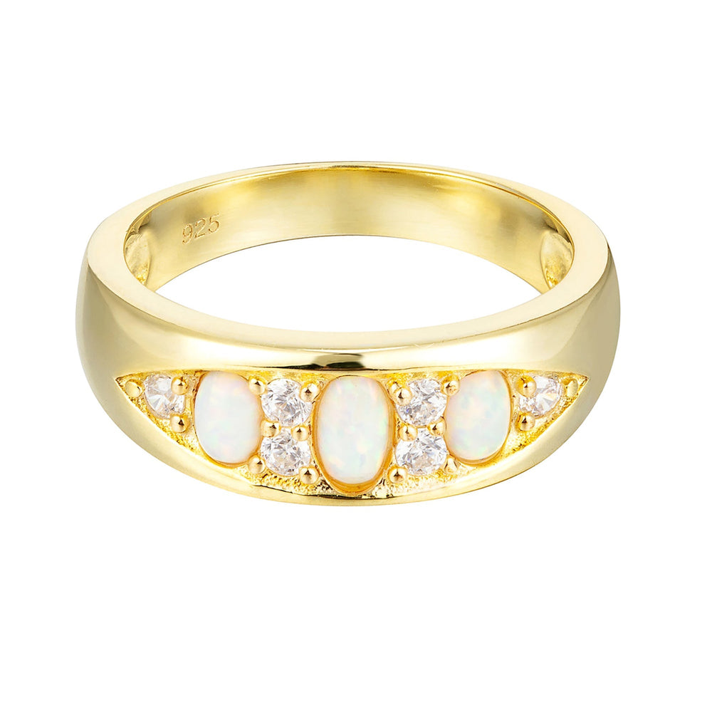 18ct Gold Vermeil Opal and CZ Band Ring