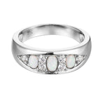 Sterling Silver Opal and CZ Band Ring