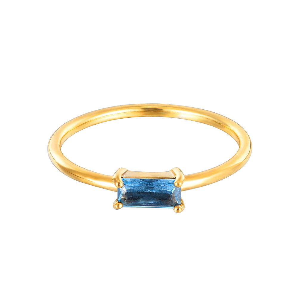 18ct Gold Vermeil Topaz CZ Baguette Ring