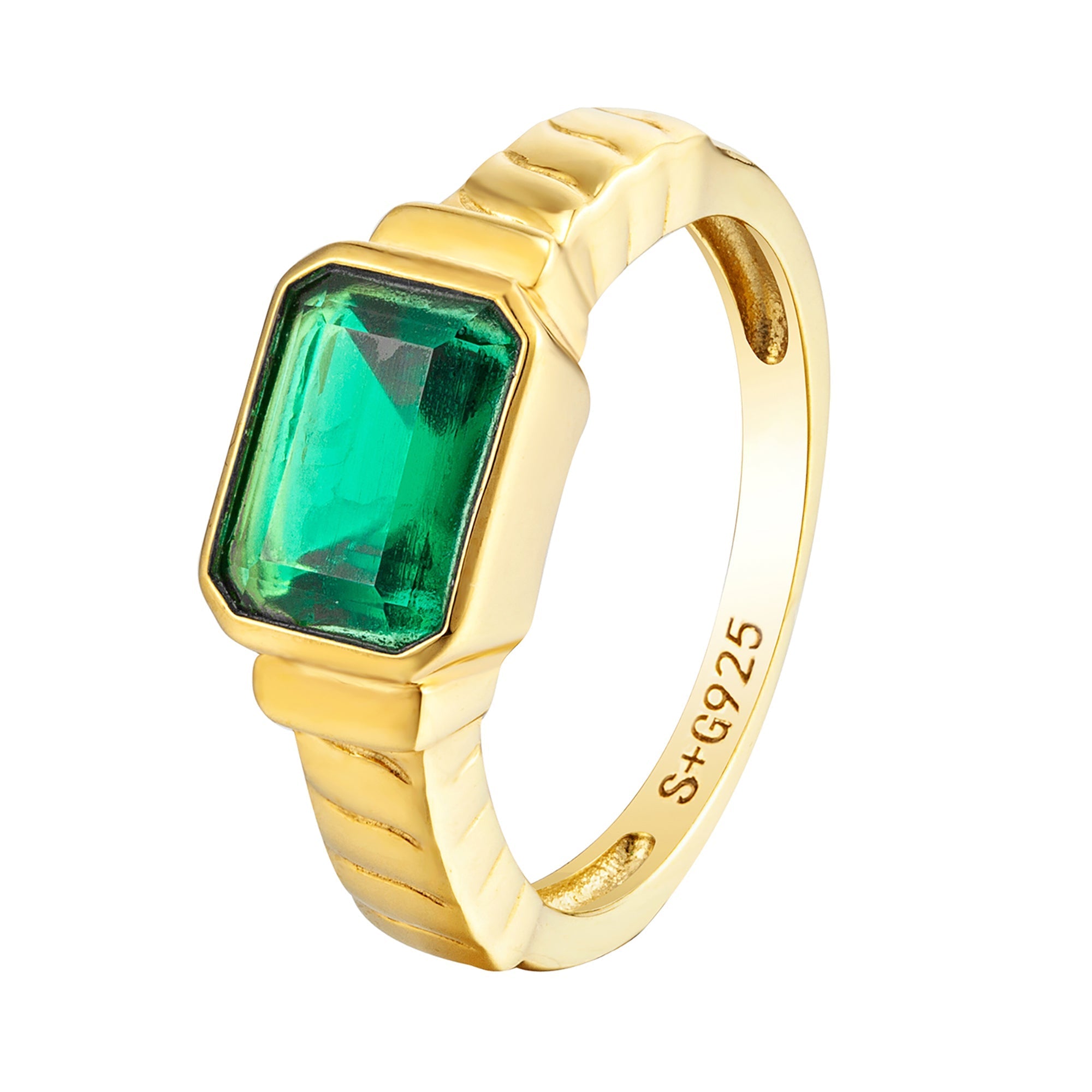 baguette emerald ring - seol gold