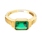 18ct Gold Vermeil Emerald CZ Baguette Ring