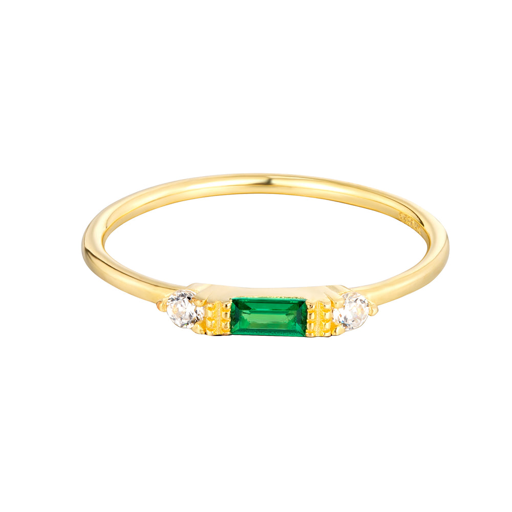Emerald CZ Baguette Ring