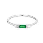 Sterling Silver Emerald CZ Baguette Ring