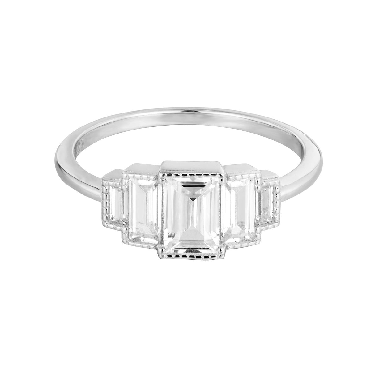 Sterling Silver CZ Baguette Cross with Rolex Centre & Belcher Chain