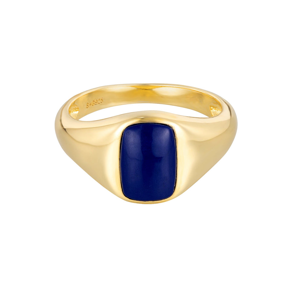 18ct Gold Vermeil Lapis Lazuli Signet Ring (Mens)